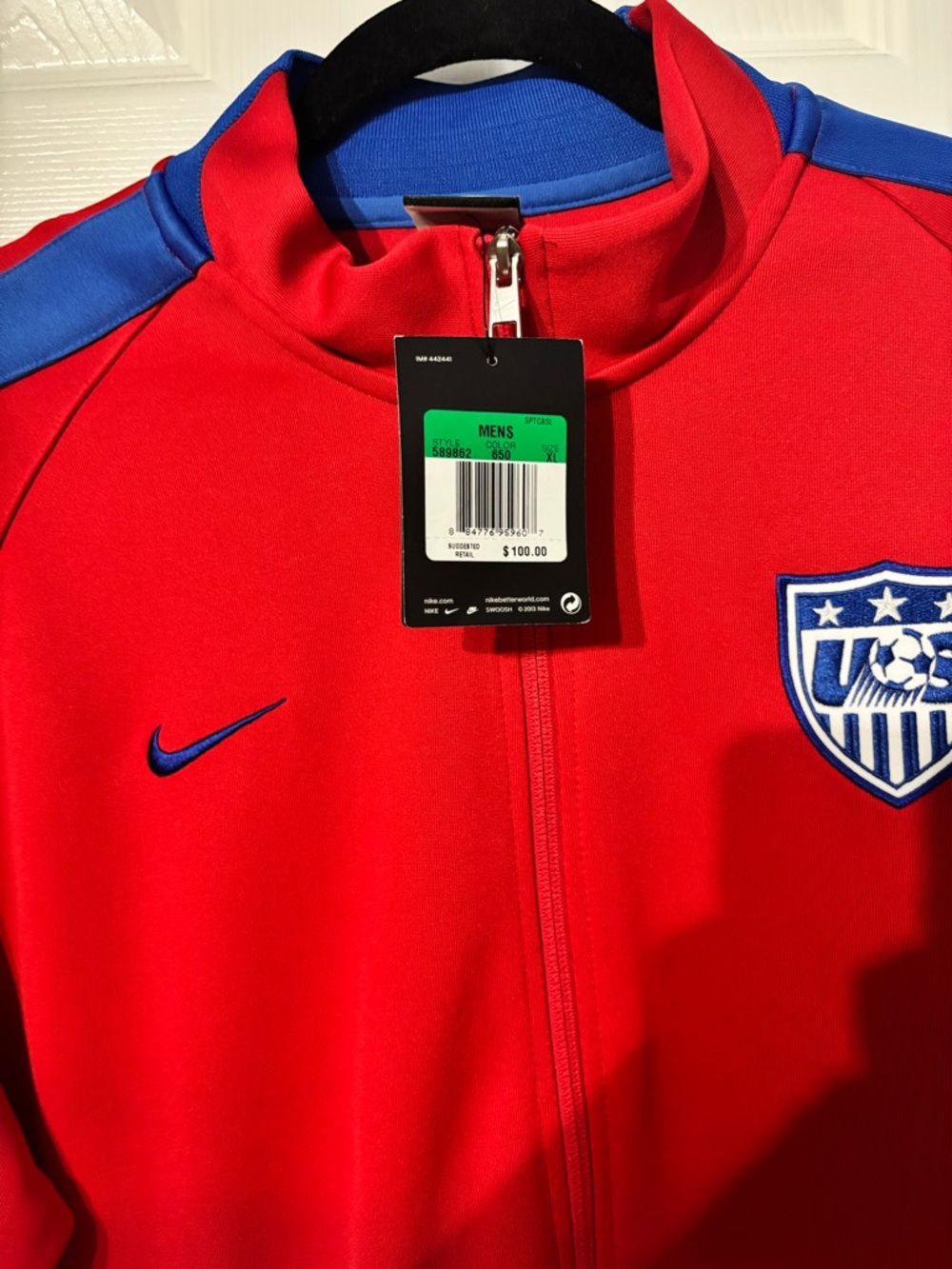 Nike Red Track Jacket with Blue Accents and USA Crest - Picture 3 of 5